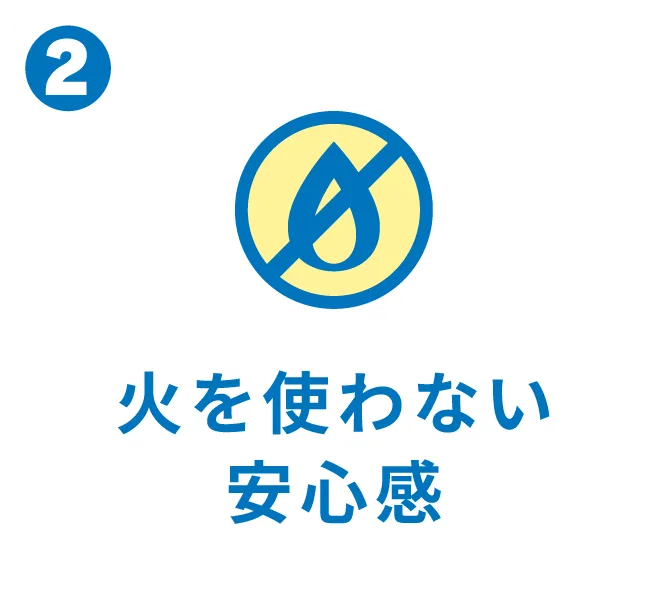 火を使わない安心感