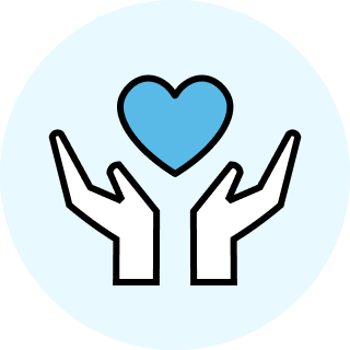 ハートを手で支えているイラスト