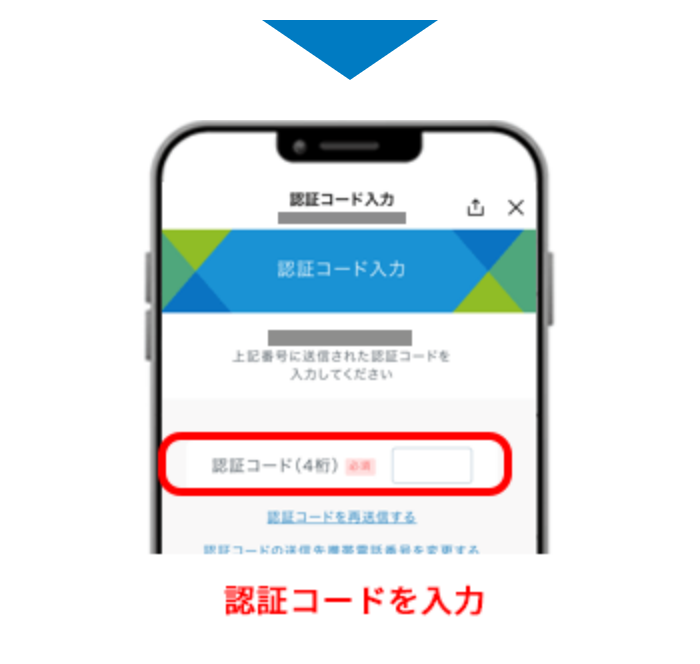認証コードの入力